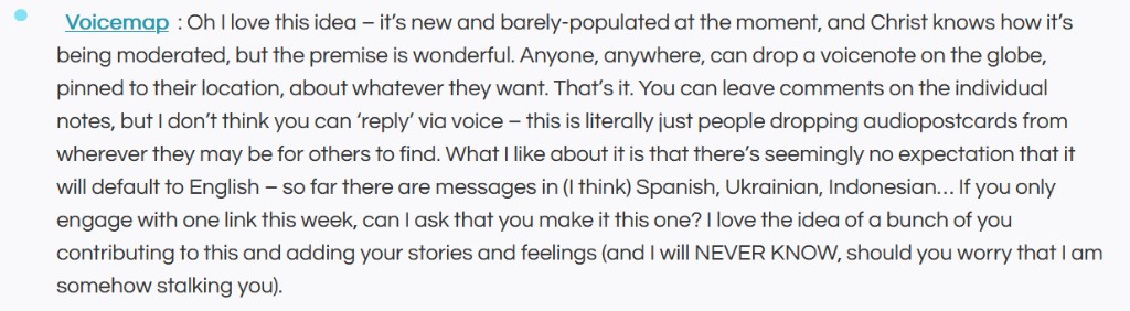 Web Curios by Matt Muir: quote about VoiceDot